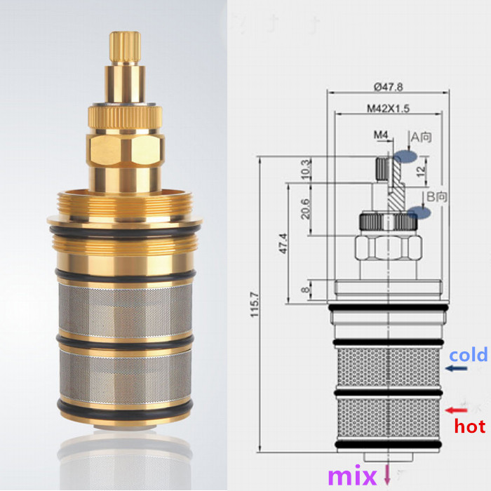 Shower Valve Cartridge - Cartucho termostático e alça para chuveiro